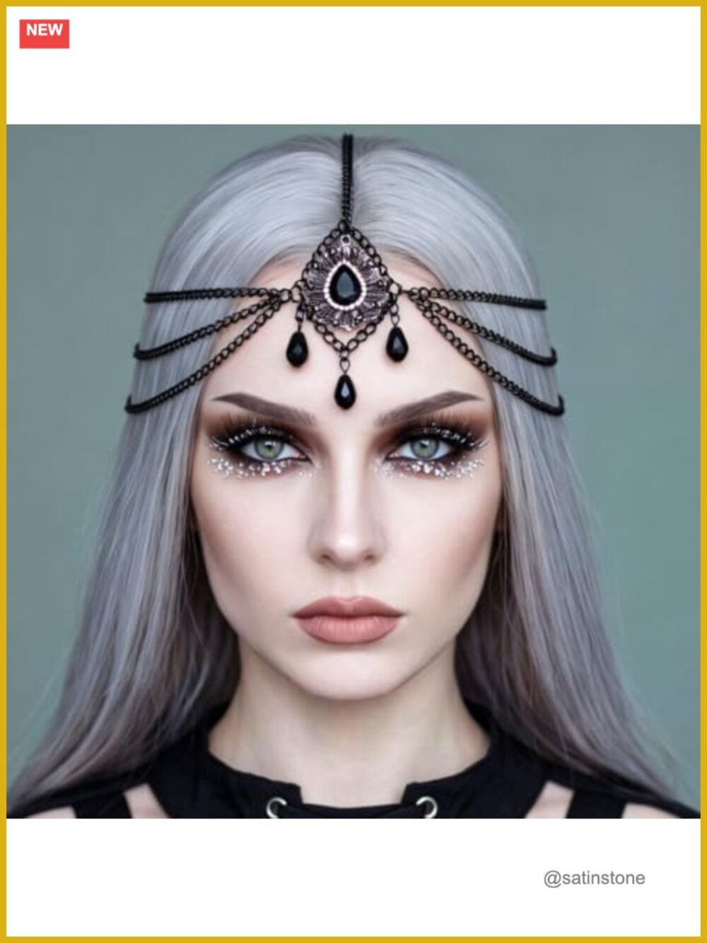Gothic Head Chain Rhinestone Headband Halloween Costume Hair Jewelry